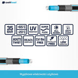 Trädgårdsslang Cellfast MULTIFLEX PRO, slitstark, 6-lagers, ATS2 stickad fläta, UV- och algbeständig, tungmetallfri, sammetsteknik, 35 bar, -20/+65°C, 3/4", 30m