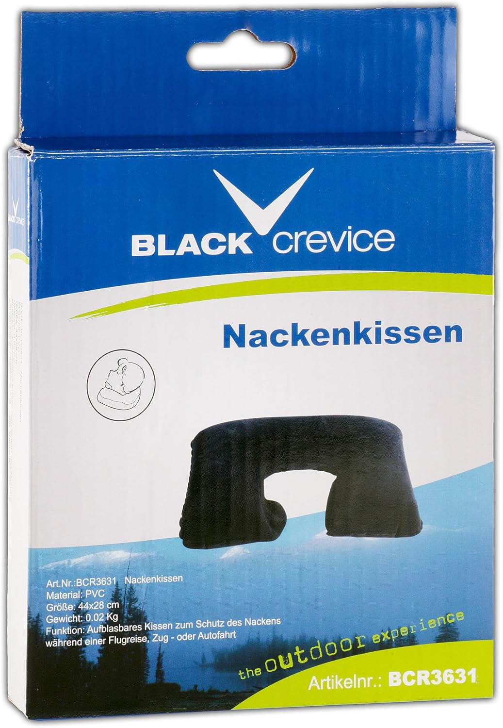 Svart spricka uppblåsbar nackkudde Nackkudde BCR3631 Blå resekuddar Naty Shop