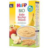 HiPP Ekologisk Baby Bircher Müsli (8 x 250g), från 6 månader, utan tillsatt socker, extra möra flingor - lättsmält frukost av bästa ekologiska kvalitet