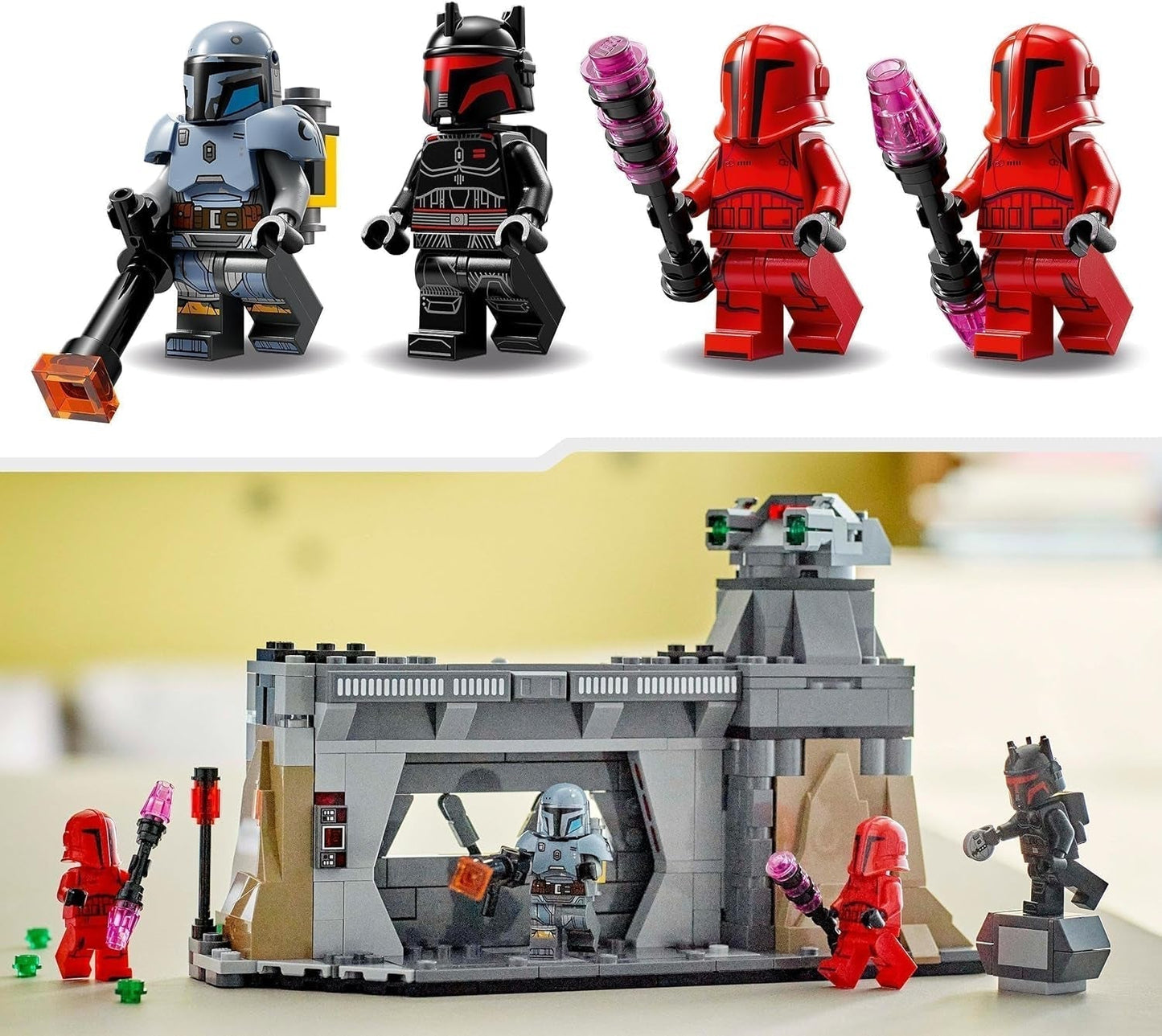 LEGO Star Wars: Mandalorian-duellen mellan Paz Vizsla och Moff Gideon, byggleksak för barn, presentidé för kreativa pojkar och flickor över 7 år, Mandalorian-leksak 75386 Byggset Beuche den LEGO-Store