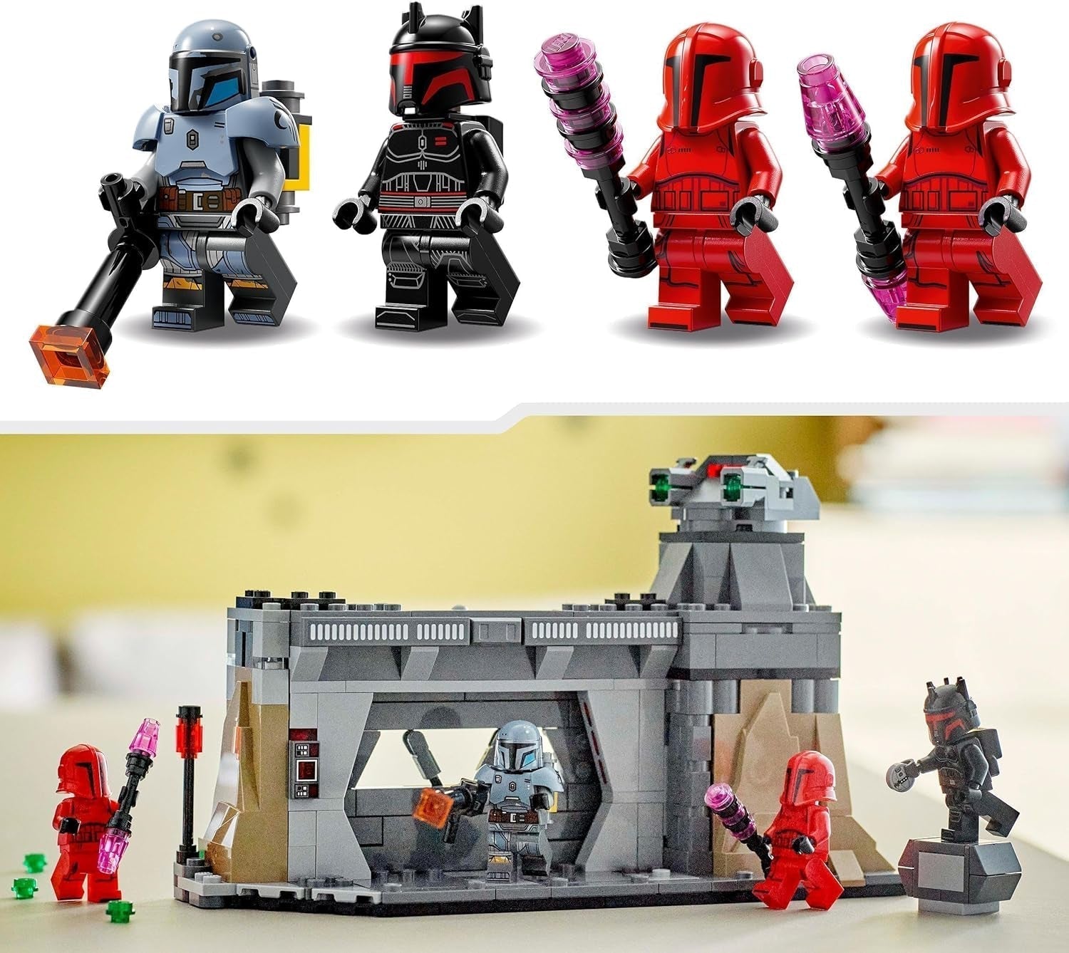 LEGO Star Wars: Mandalorian-duellen mellan Paz Vizsla och Moff Gideon, byggleksak för barn, presentidé för kreativa pojkar och flickor över 7 år, Mandalorian-leksak 75386 Byggset Beuche den LEGO-Store
