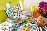 Excelsa Tropical Chic Tallrik Set, 18 Stück, Porzellan, mehrfarbig