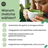 Purechimp Matcha-pulver av ceremoniell kvalitet 50 g. 100 % ren nyansodlat tepulver för lattes, infusioner och recept. Återvinningsbar burk. Rik på antioxidanter.