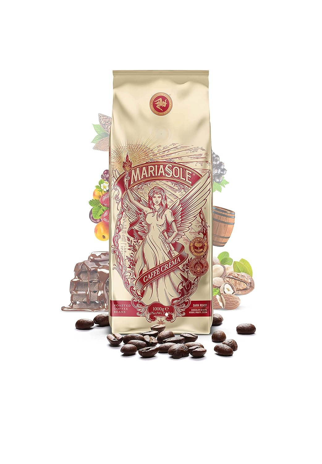 Caffè Crema 1kg – Traditionell Röstung i Sizilien über Holzfeuer In Handarbeit – Premium Kaffeebohnen für Vollaautomat und Siebträger