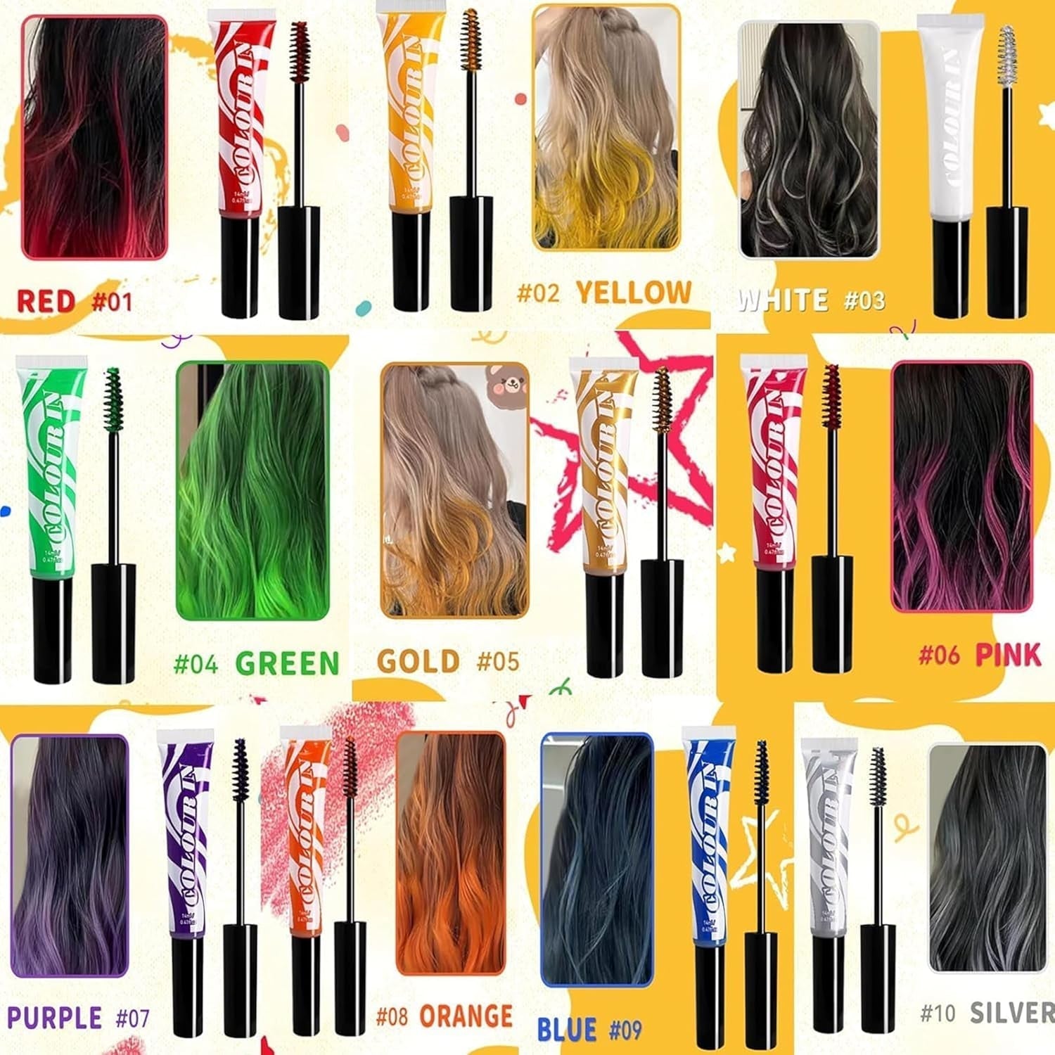 Green Temporary Hair Dye - 14ml Hårkrita Hårfärgning, tvättbar grön hårfärgstav, Omedelbar färg hårkrita, Carnival Chalk Hårfärgning till jul Halloween, Carnival, Cosplay Hair Dye Naty Shop