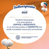 Platsbesparande, 96 rullar toalettpapper, 2 lager, 220 revor per rulle, Med naturliga extrakt av malva och ringblomma, Tillverkad i Italien, Dermatologiskt testad.