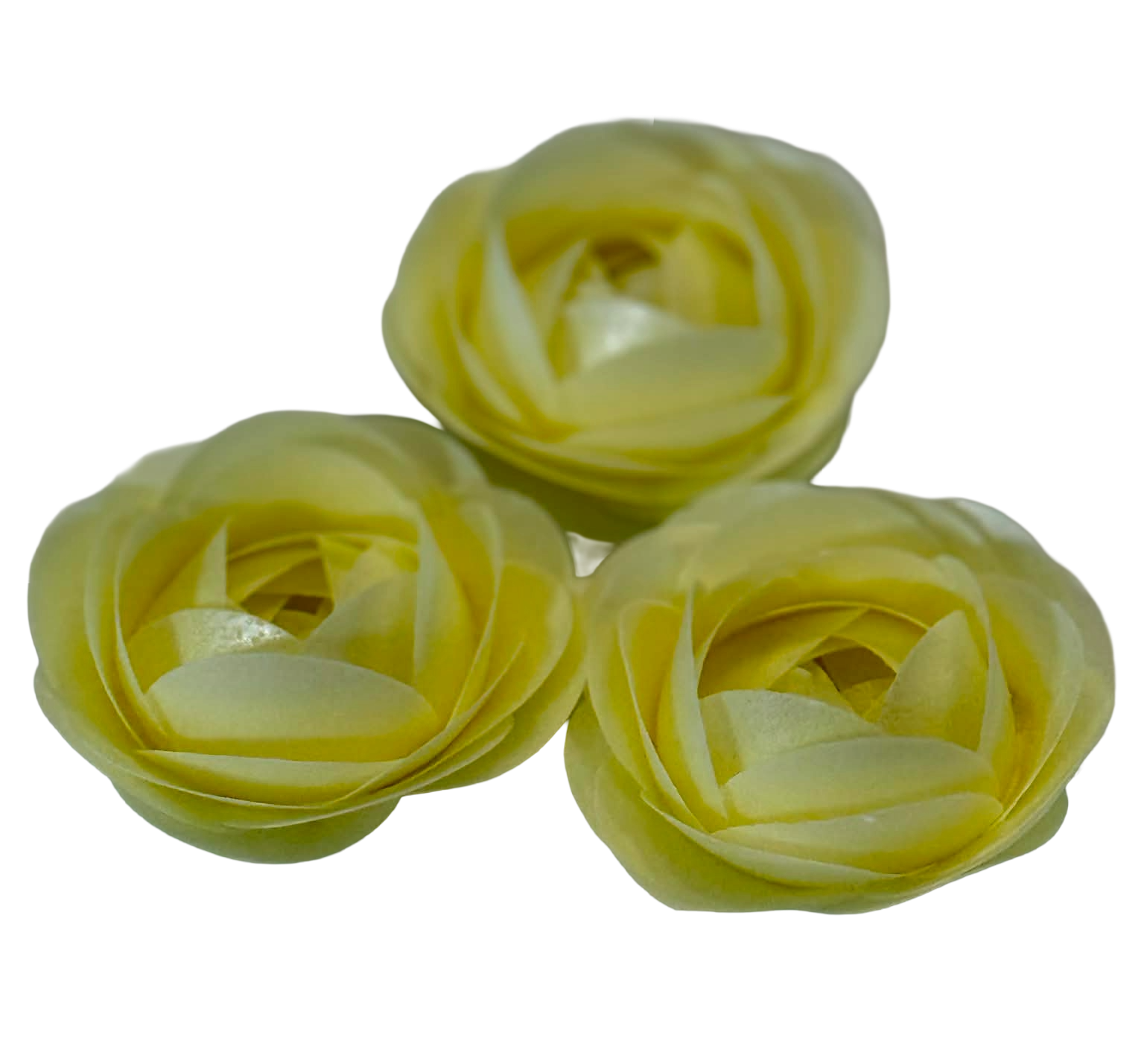 DulceVafa ätbara våffeldekorationer Gula rosor - Set med 3 napolitanska blommor, diameter 8 cm