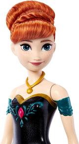 Mattel Toys Disney Frozen Anna Sjungande modedocka i ikonisk outfit sjunger "För första gången" från Disney-filmen på engelska, franska, tyska, italienska, JDL59