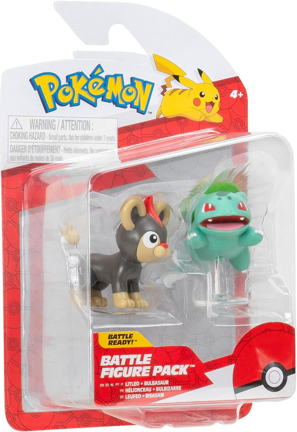 Pokémon PKW3583 - Battle Figure Pack - Leufeo & Bisasam, Officiella detaljerade figurer, 5 cm vardera Actionfigurer Naty Shop