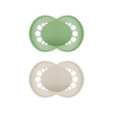 MAM originalnappar, 2-pack, tandvänliga nappar, gjorda av hållbara och bioregenererbara material, MAM SkinSoft silikonnappar, med napplåda, 6-16 månader, grön/beige