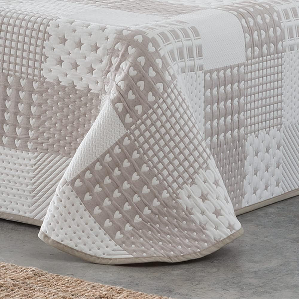 VIALMAN Colcha Bouti Ligera Överkast Sofia 21, polyester bomull, beige, Cama 150: 250 X 270 Cm Sängar och filtar Besuche den VIALMAN-Store