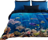PETTI Artigiani Italiani påslakan för dubbelsäng, 100% Made in Italy, Aquarium Quilts and Quilts Naty Shop Acquario 160 X 190 Cm