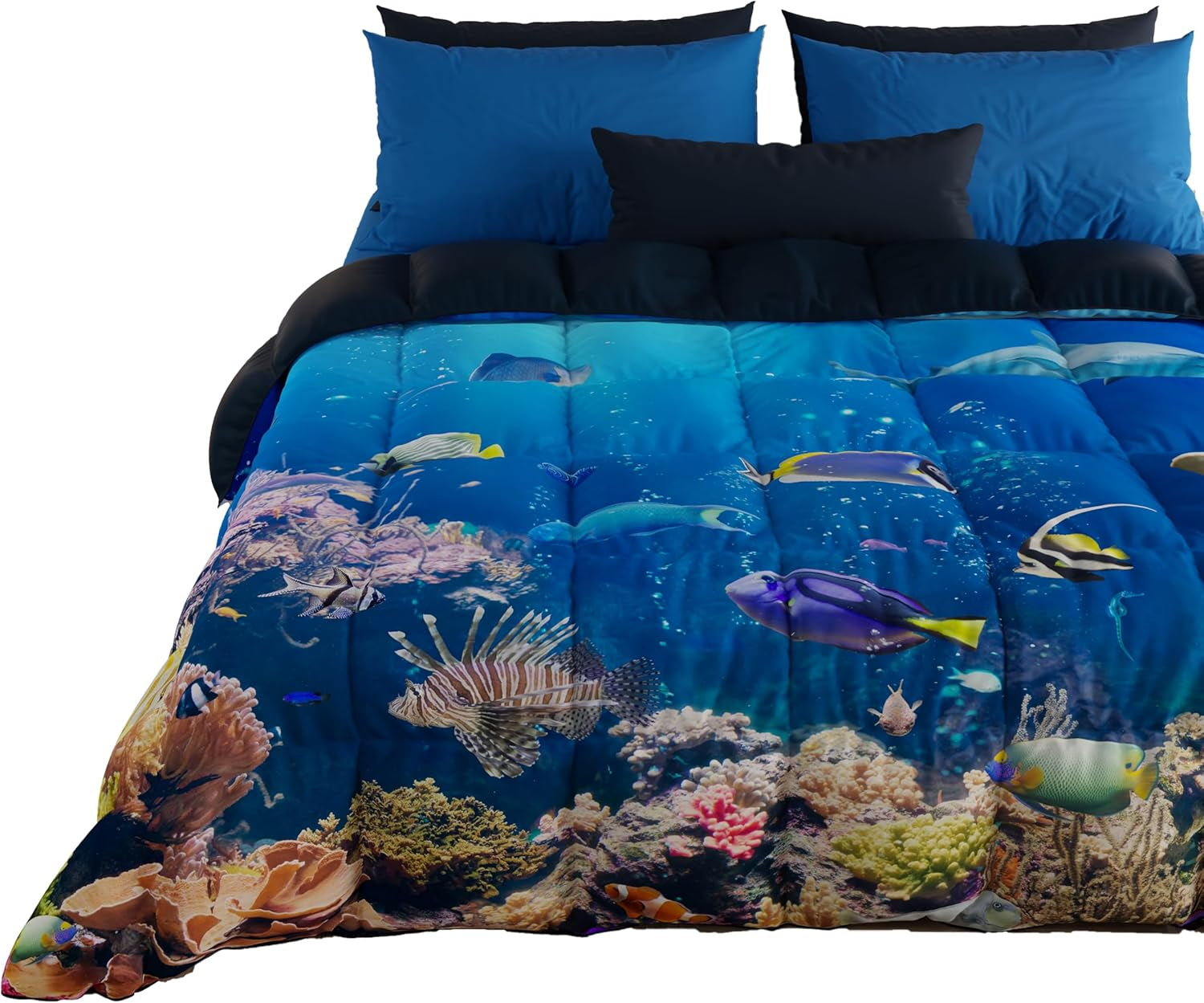 PETTI Artigiani Italiani påslakan för dubbelsäng, 100% Made in Italy, Aquarium Quilts and Quilts Naty Shop Acquario 160 X 190 Cm