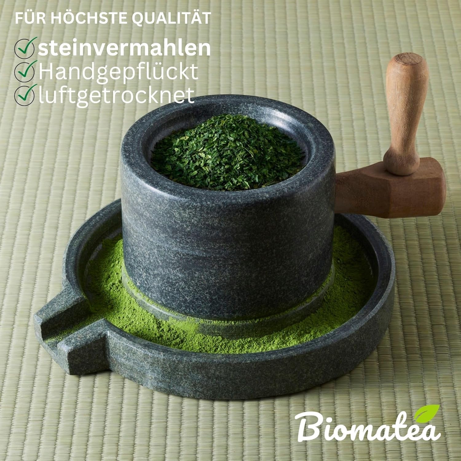 50G Matcha av ceremoniell kvalitet från Japan - 100 % naturligt, fri från bekämpningsmedel och testat - Stenmald - Moegi Matcha Premium japanskt tepulver