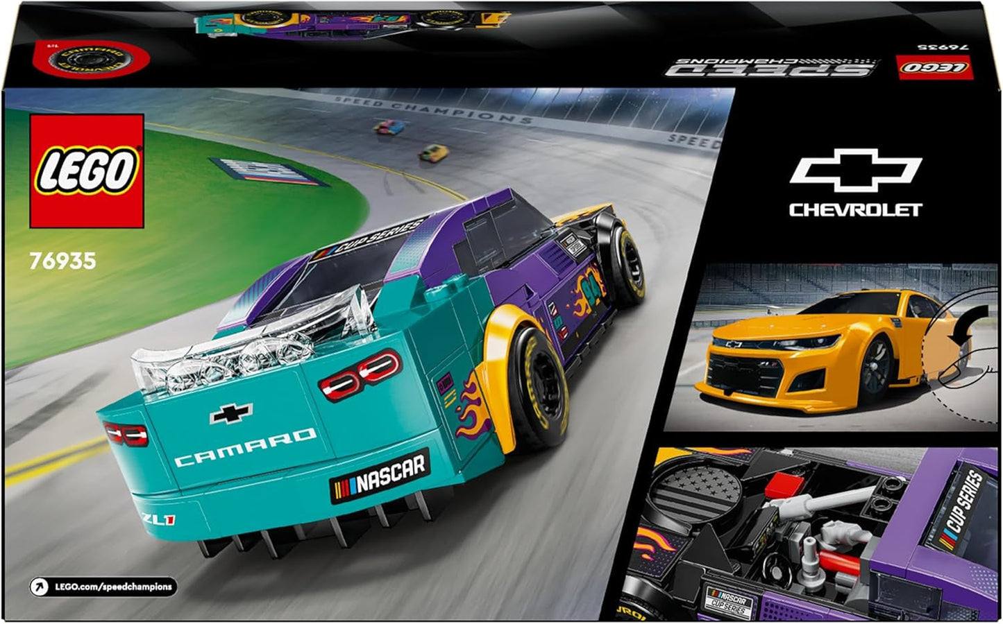 LEGO Speed Champions NASCAR nästa generation Chevrolet Camaro ZL1 Leksaksbil; Racerbil bygg och lek set; Present till pojkar och flickor över 9 år 76935 Byggset Besuche den LEGO-Store
