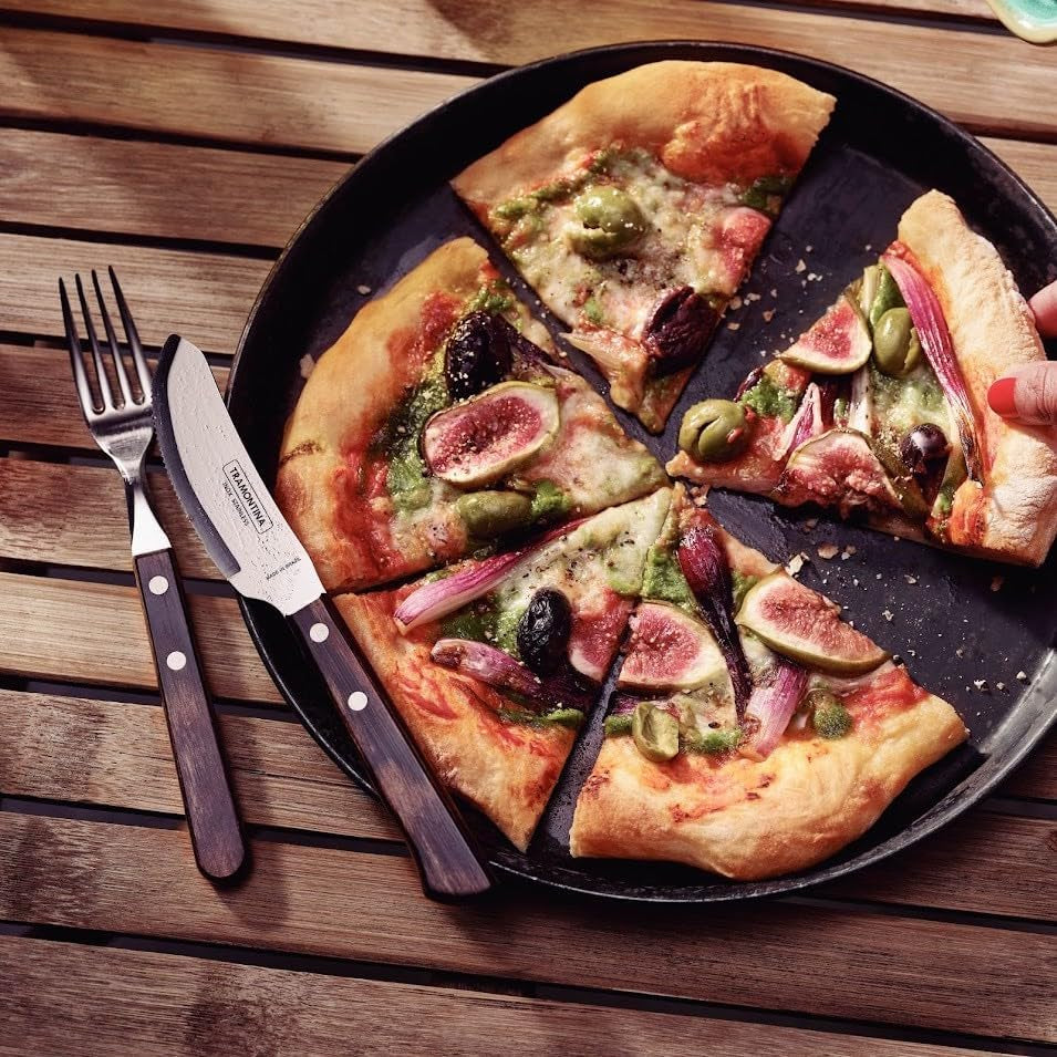Tramontina PIZZA Bestck, 8-delad set, för 4 personer, Rostfreier Edelstahl, Fsc-Zertifizierte Holzgriffe, Spülmaschinenfest Kitchen Naty Shop
