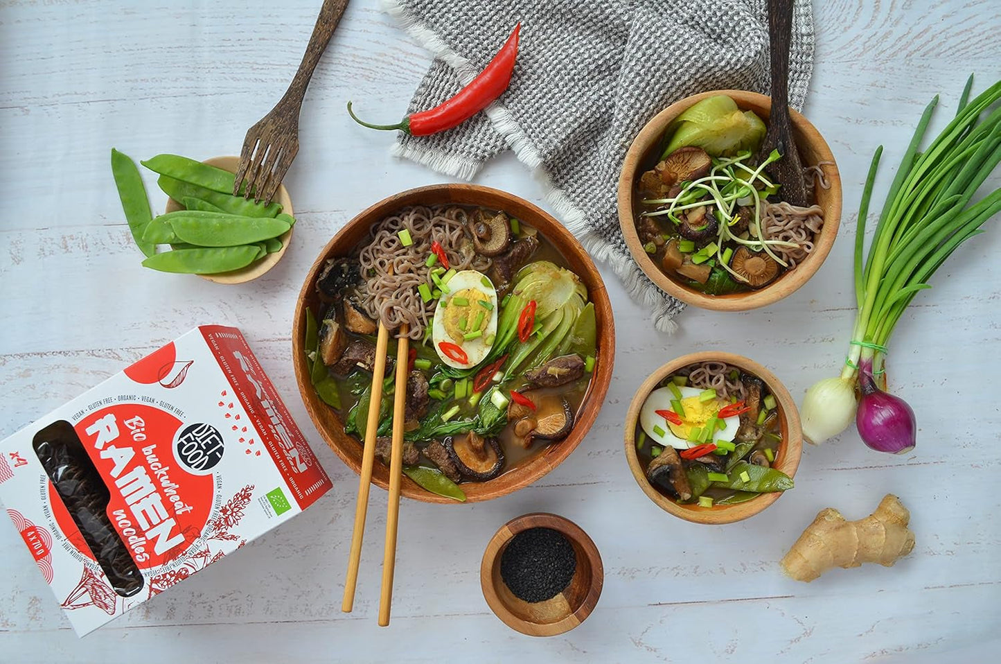 DIETMAT Ekologiska bovete Ramen nudlar, vegetarisk och vegansk mat, fettfri, sojafri, glutenfri, vattenlösliga dietnudlar, lågkalori, 280 g