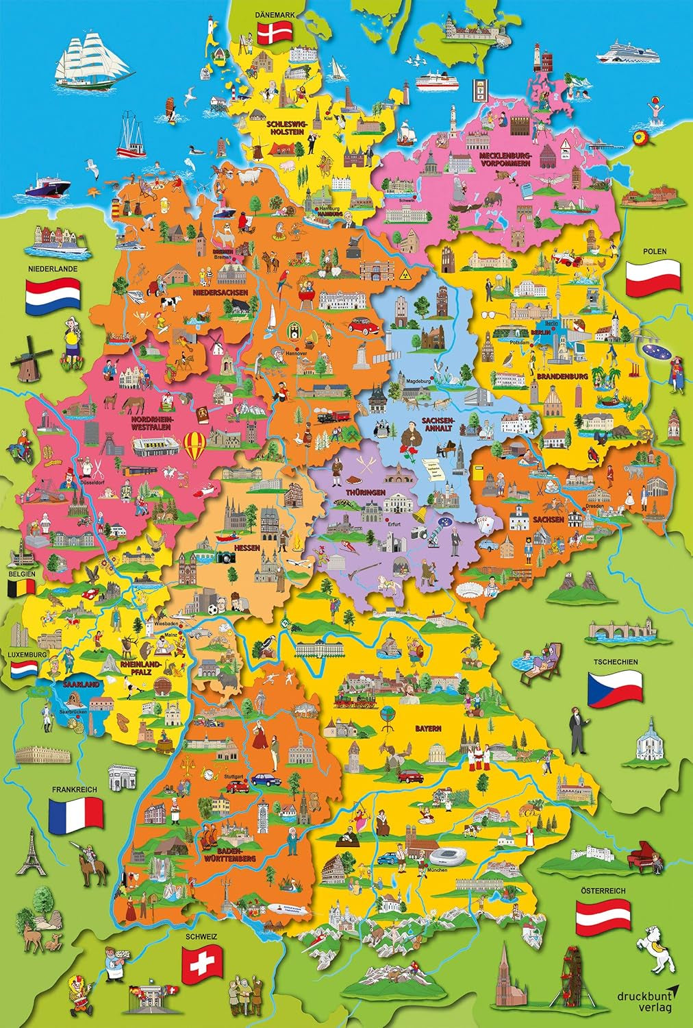 Karta över Tyskland med bilder (pussel för barn) Puzzle Naty Shop