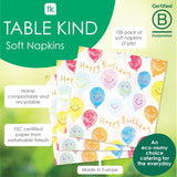 Högkvalitativ Grattis på födelsedagen Smileyansikte Papper Bordsservetter Ballongservetter för Party Catering Miljövänliga engångsservetter Komposterbara Slitstarka Återvinningsbara