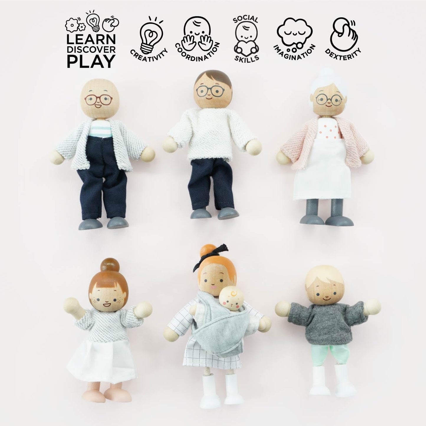 – My Doll Family Wooden Dollhouse Playset | Daisylane Dollhouse Tillbehörsset för flickor - Lämplig för åldrarna 3+ P053