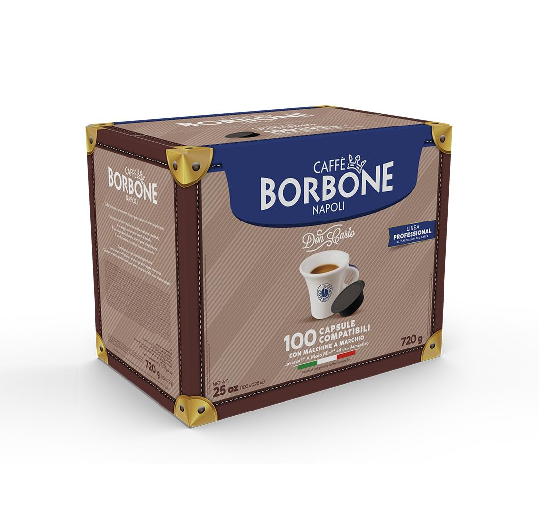 Caffè Borbone Kaffee Kapseln Don Carlo, Blue Mischung - 100 stück - Kompatibel med Kaffeemaschinen der Marke Lavazza®* A Modo Mio®*