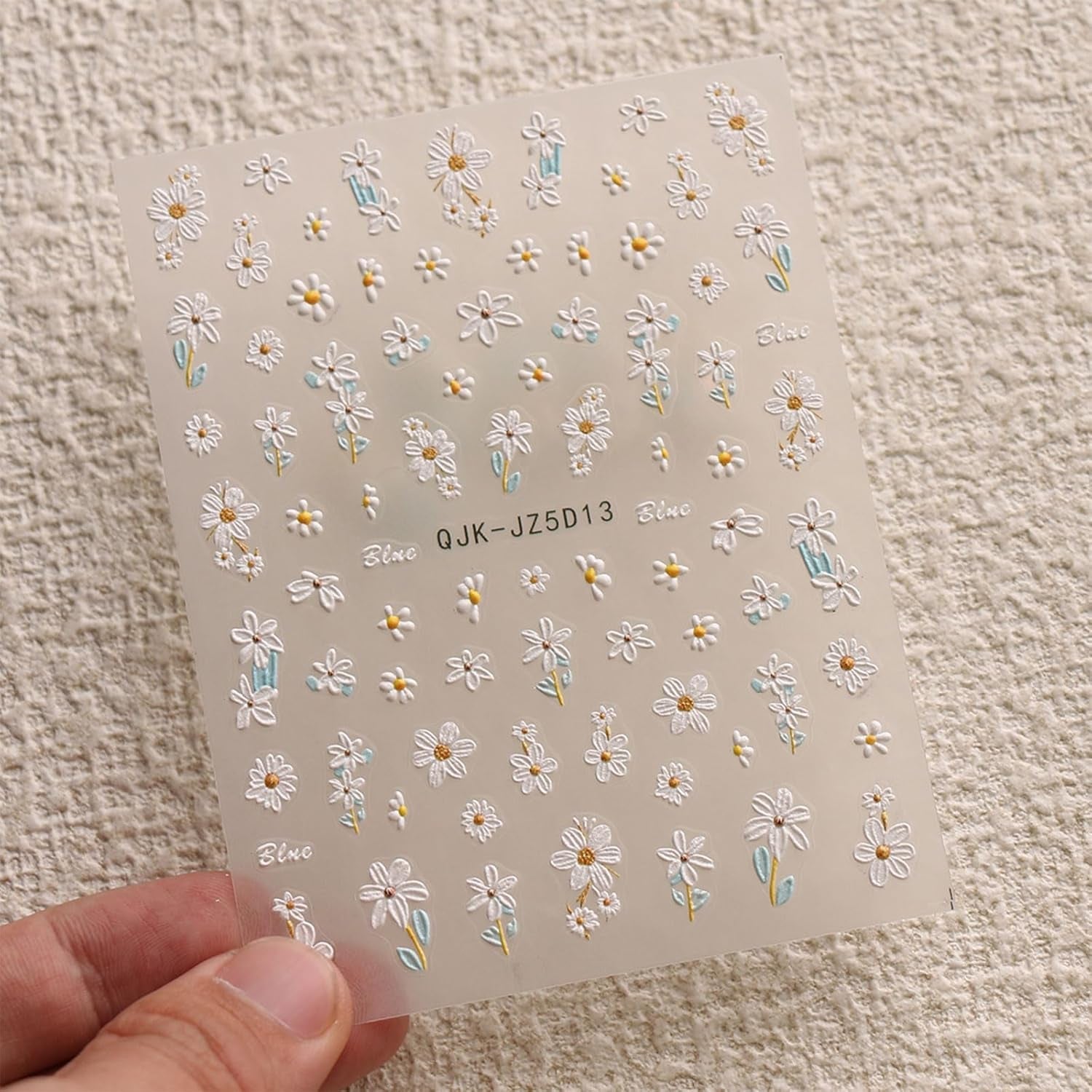 JMEOWIO 3D Nagelsticker Blumen Nail Art Sticker Selbstklebend Nagelaufkleber 5D Stereoskopisk Sommer Frühling Blumen Dekoration Nageldesign Zubehör 4 Blatt