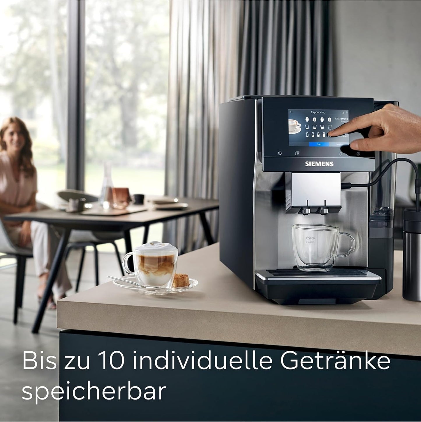 Automatisk espressomaskin Siemens EQ700 classic TP715D01, appkontroll, kallbryggning, intuitiv pekskärm, upp till 10 individuella kaffekreationer som favoriter, automatisk ångrengöring, 1500 W, silvergrå