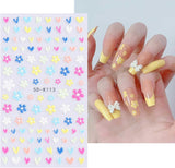 JMEOWIO 3D Nagelsticker Frühling Blumen 5 Blatt Nagelaufkleber 5D Stereoskopisk Selbstklebend Bunte Blüte Nail Art Sticker Dekoration Nageldesign Zubehör