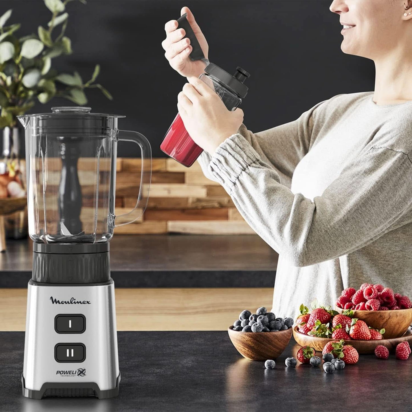 Blender Pulseo LM17GD, 400 W, 4 blad, 700 Ml, Bärbar behållare 600 Ml Kitchen Naty Shop