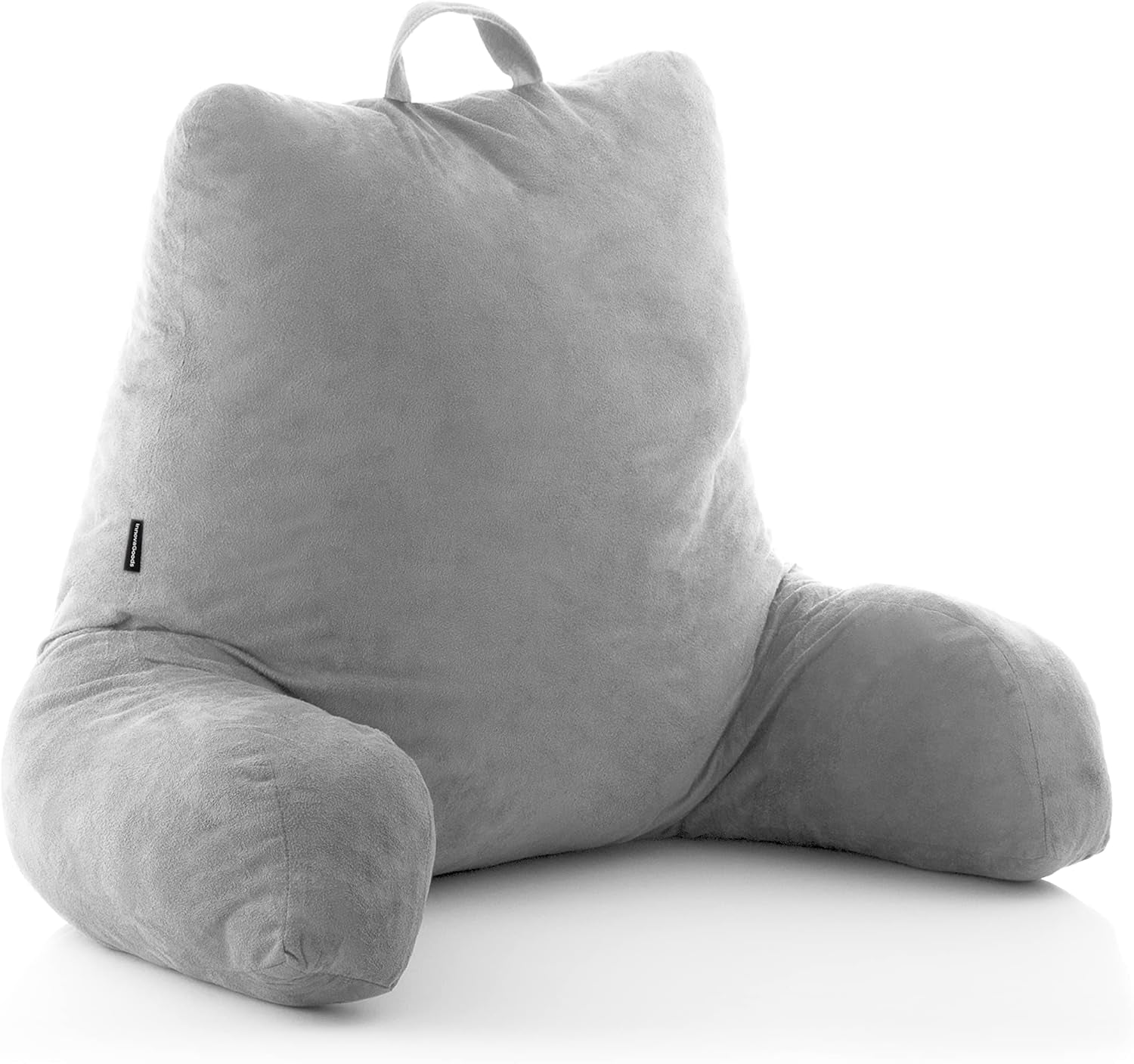 InnovaGoods Huglow läskudde med armstöd för soffa, säng och matta, läskudde med svankstöd och bärhandtag, ergonomisk, förhindrar obehag och smärta, grå