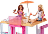 Barbie Dream House, 3-vånings 5-rums radhus, inkluderar tillbehör som möbler, hopfällbar och förvaring, leksak för åldrarna 3 och uppåt, DLY32