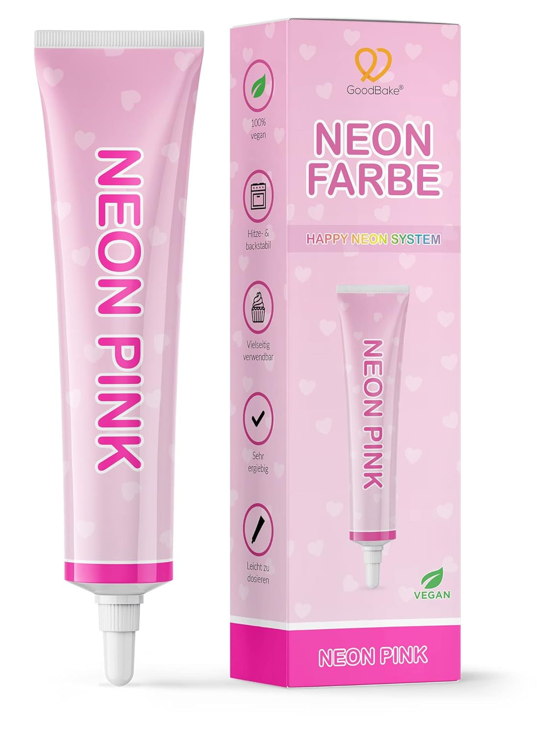 Goodbake Neonlebensmittelfarben 6 Farben Set – Intensiv Lebensmittelfarbe – Lebensmittelfarbpaste – Zum Einfärben Von Torten, Fondant, Buttercreme Uvm. – 100 % vegansk Naty Shop Neon Pink