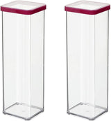 Rotho Loftset med 5 förvaringsburkar med lock, olika storlekar, BPA-fri matplast (PP), klar/röd, (21,4 x 21,4 x 23,5 cm) Naty Shop 2 L fyrkantiga matförvaringslådor (2 st)