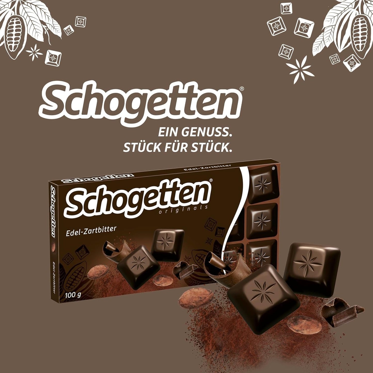 Schogetten mörk choklad (50% kakao), 100 g
