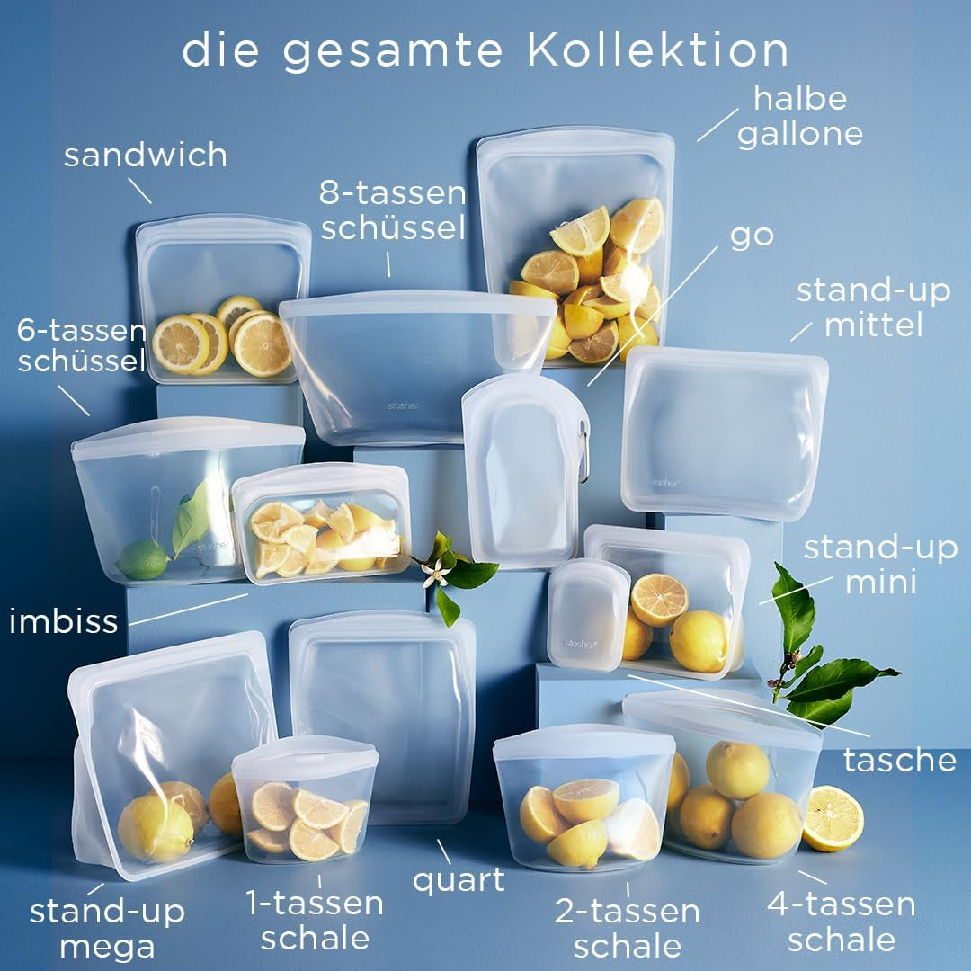Stasher Bag Premium Silikon Återanvändbar Matpåse Halv Gallon Blå Hållbar Ugn Diskmaskin Frys Säker Miljövänlig Lunchpåse Matförberedelser 1893ml Matförvaringslådor Naty Shop