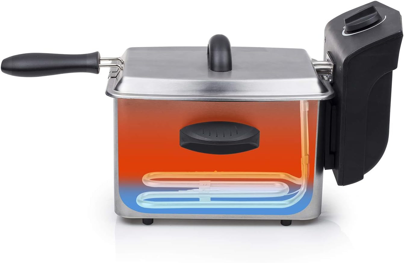 Tristar fritös i rostfritt stål - Med 2 liters kapacitet, kallzonsfunktion och justerbar termostat upp till 190°C, FR-6919, silver Vitvaror Naty Shop