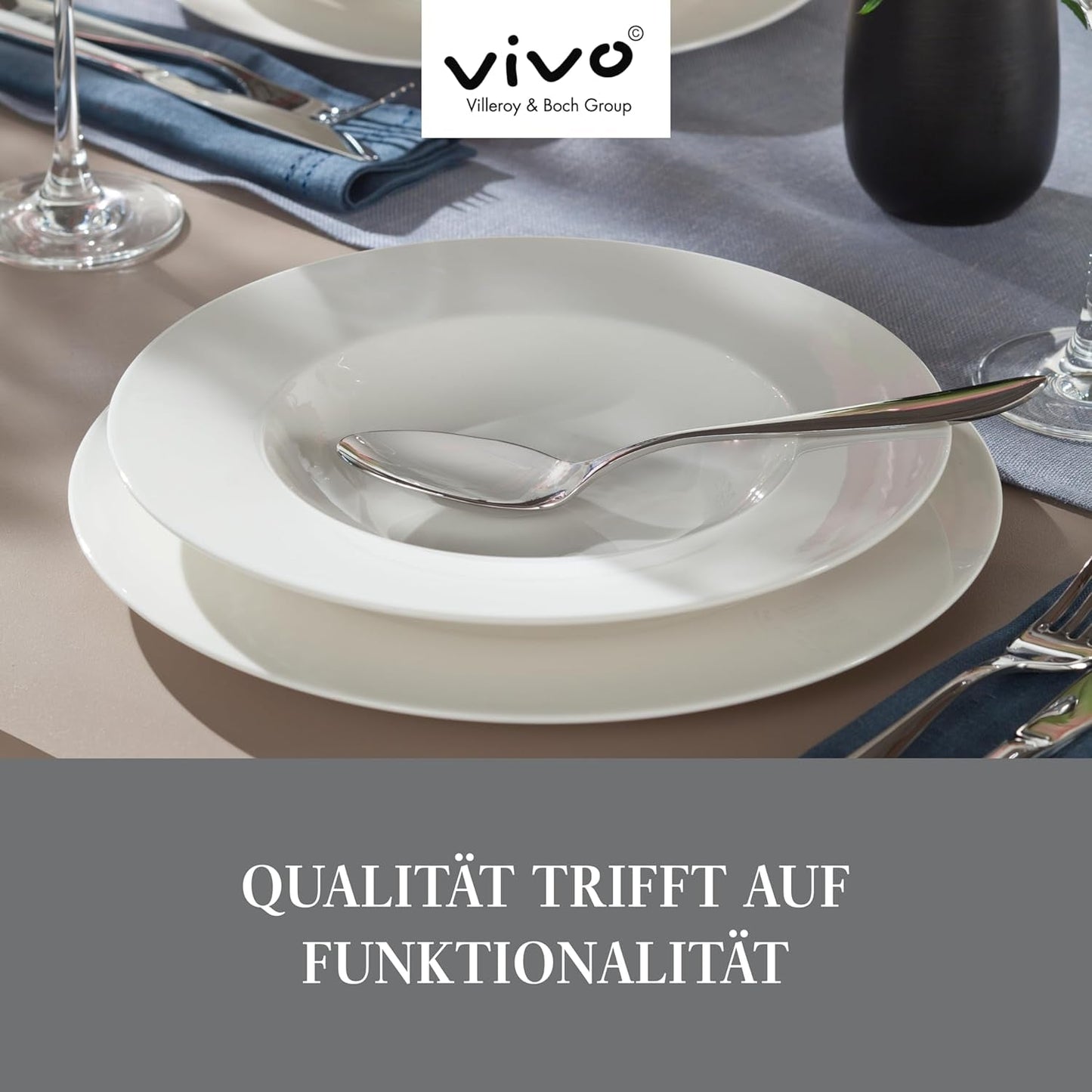vivo - Villeroy & Boch Group - Basic White 30-delars servisset, diskmaskin och mikrovågsugn, Vitt servisset, Kaffeservis, Keramik, Tallrikar, Koppar, Premiumporslin