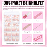 120 st Nakenrosa falska naglar med nagellim - 12 storlekar Kort oval fyrkantig press på naglar - Vackra naglar, limma på konstgjorda naglar - Lämplig för kvinnors DIY-nageldesign (Squaval Pink Gradient)