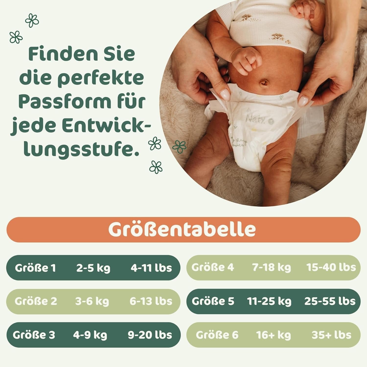 Naty BioEmbrace babyblöjor, storlek 3 (4–9 kg) | 100 % växtbaserade material, skonsamma mot huden | Andas mjukhet, dermatologiskt testad, utmärkt absorption | 100 st.