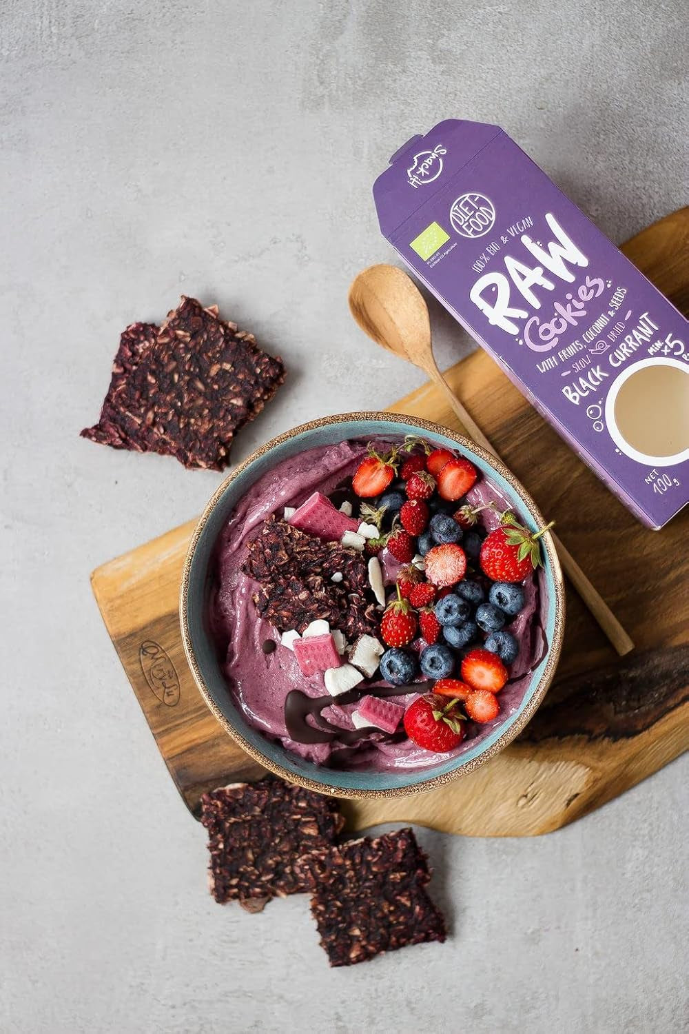 DIET-MAT ​​RÅ Ekologiska svartvinbärskakor Hälsosamt mellanmål Läckra kontorskakor Konserveringsmedelsfri 100 g (1 förpackning)