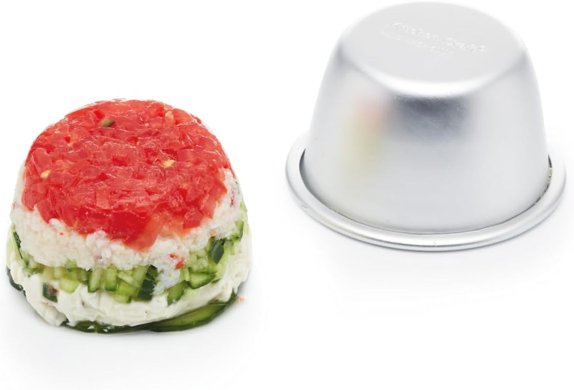 Kitchencraft Mini Pudding Formar Anodiserad aluminium 7,5 cm Set med 4 Silver Bakformar & Brickor Naty Shop