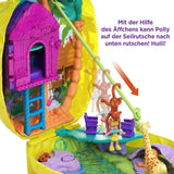 Polly Pocket GKJ64 - Portabel ananasficka Kompakt med 8 roliga funktioner, Polly och Lila dockor, 2 tillbehör och klistermärke; leksak för barn från 4 år och uppåt