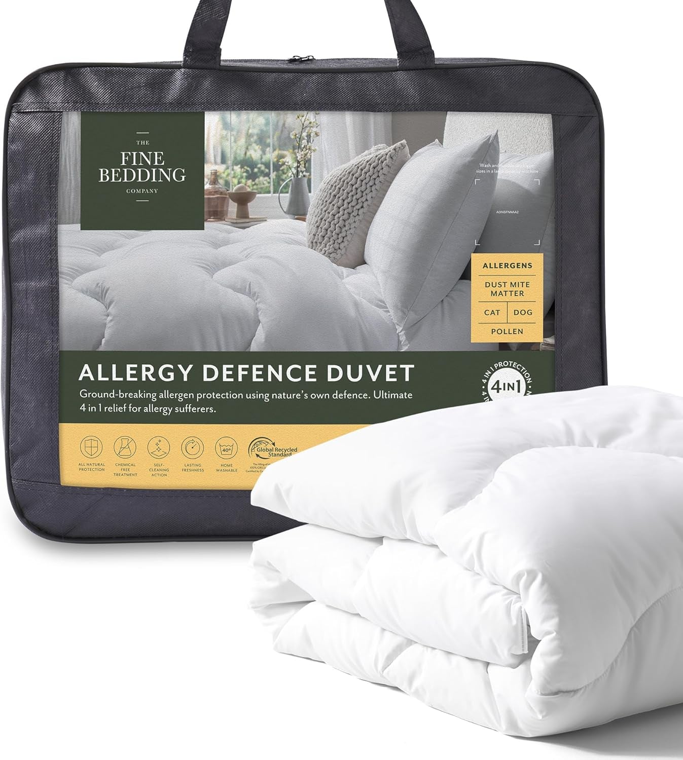 Allergy Defense Duvet, 4,5 Tog, tillverkat av återvunnet material, anti-allergiskt och hypoallergent, Super King Size säng Täcken och täcken Naty Shop Summer (4,5 tog) Super King