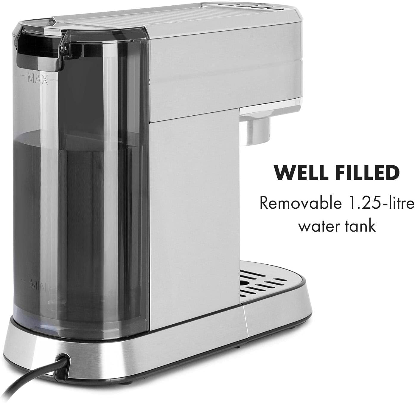 Klarstein Futura Espressomaskin, Portable Filter Espresso Machine, 1450 W, 20 bar, Barista Quality, Dubbelmunstycke, Flow Stop, Portable Filter Espresso Machine, Mjölkskummare Funktion, Silver