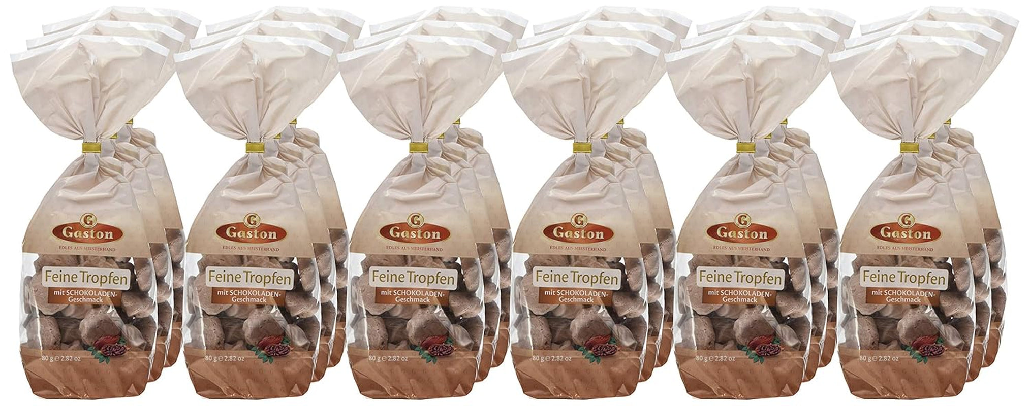 Fina droppar med chokladsmak Förpackning om 18 (18 x 80 g)
