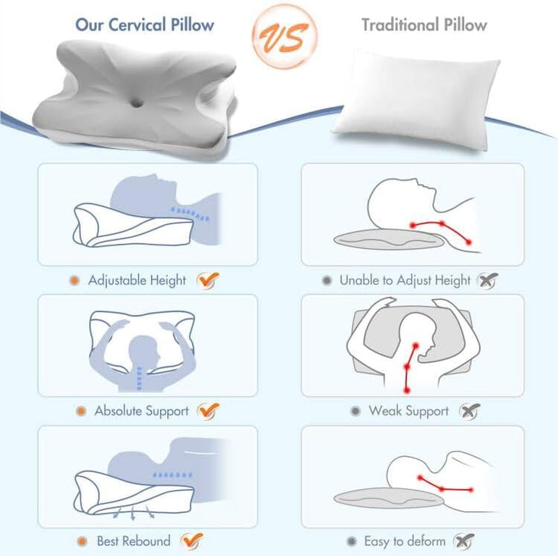 Elegear Memory Foam Kudde med svalkande kuddöverdrag Nacksmärtskudde Sidosömnskudde Ergonomisk kudde Ortopedisk kudde för sidosömmar Rygg Buken 63X 10/14 X36Cm Cervikala ortopediska kuddar Naty Shop