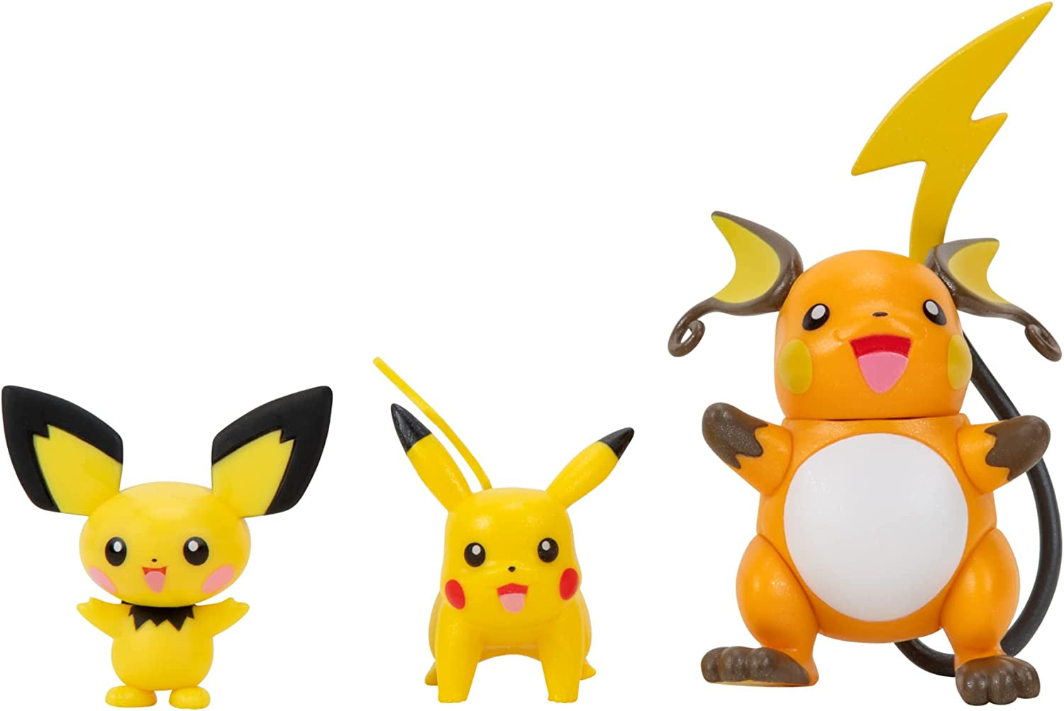 Pokemon PKW2778 Select 3-pack med Pichu och Pikachu och 7,6 cm Raichu Battle Figures Evolution Multipack Style 2 Actionfigurer Naty Shop Multipack - Pichu, Pikachu, Raichu