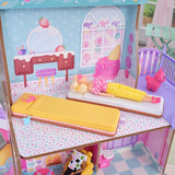 Kidkraft Candy Castle Trädockhus med möbler och tillbehör, Lama Unicorn Figure House, Ice Cream Cake Lift och gummistol för dockor, leksak för 3 år gammal, 20242 Naty Shop Dollhouses