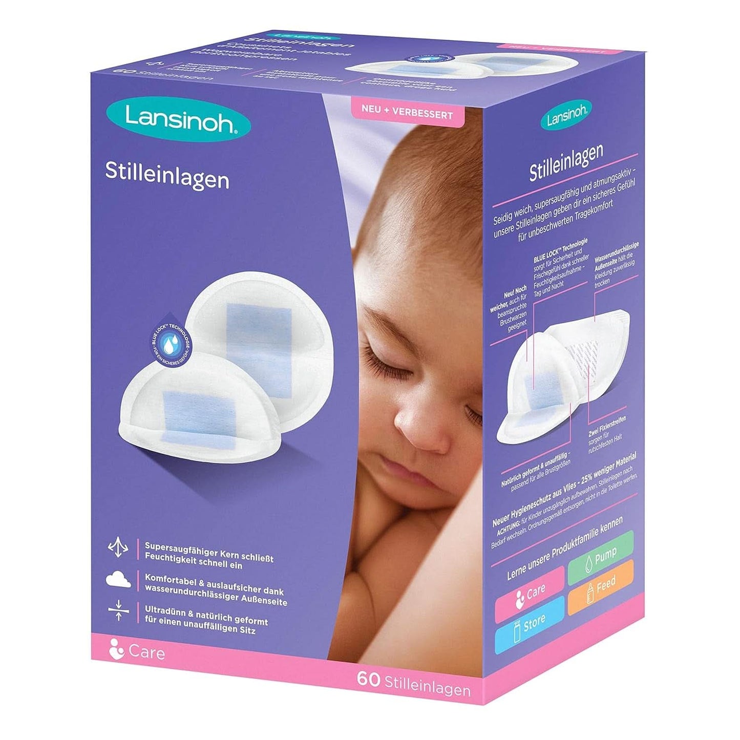 Lansinoh Stilleinlagen Blue Lock, 60 Stück Mat och amningstillbehör Bebe Naty Shop