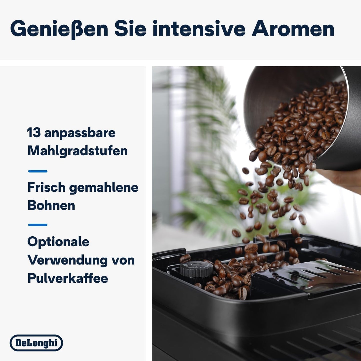 De'Longhi Magnifica Evo Next - Perfetto helautomatisk espressor med LatteCrema mjölkskummare, 13 One-Touch-drycker, kaffe- och cappuccinobryggare, färgpekskärm, titan (ECAM312.80.TB)